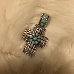 925 cross pendant with turquoise